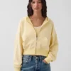 Vintagesoft Terry Oversized-Hoodie mit Keilausschnitt und Reißverschluss