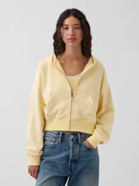 Vintagesoft Terry Oversized-Hoodie mit Keilausschnitt und Reißverschluss