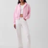 Vintagesoft Terry Oversized-Hoodie mit Keilausschnitt und Reißverschluss