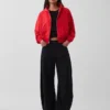 Vintagesoft Terry Oversized-Hoodie mit Keilausschnitt und Reißverschluss