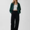 Vintagesoft Terry Oversized-Hoodie mit Keilausschnitt und Reißverschluss