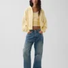 Vintagesoft Terry Oversized-Hoodie mit Keilausschnitt und Reißverschluss