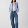 Vintagesoft Terry Oversized-Hoodie mit Keilausschnitt und Reißverschluss
