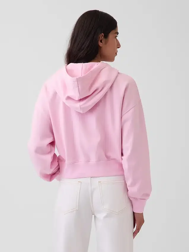 Vintagesoft Terry Oversized-Hoodie mit Keilausschnitt und Reißverschluss
