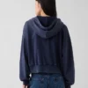 Vintagesoft Terry Oversized-Hoodie mit Keilausschnitt und Reißverschluss