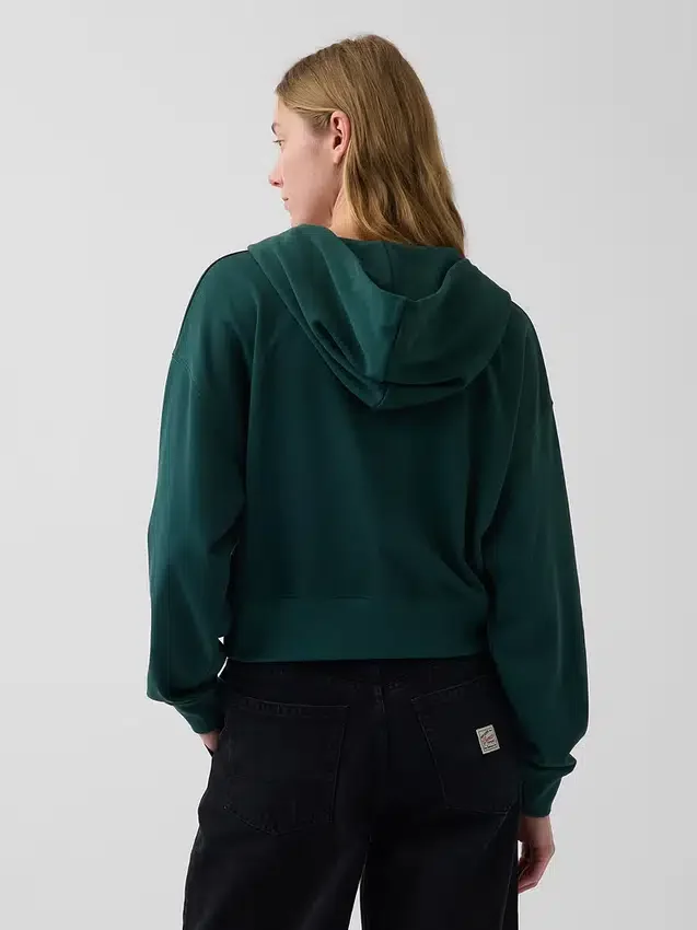 Vintagesoft Terry Oversized-Hoodie mit Keilausschnitt und Reißverschluss