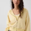 Vintagesoft Terry Oversized-Hoodie mit Keilausschnitt und Reißverschluss