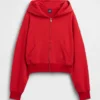 Vintagesoft Terry Oversized-Hoodie mit Keilausschnitt und Reißverschluss
