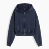 Vintagesoft Terry Oversized-Hoodie mit Keilausschnitt und Reißverschluss