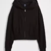 Vintagesoft Terry Oversized-Hoodie mit Keilausschnitt und Reißverschluss