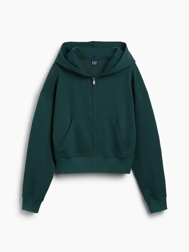 Vintagesoft Terry Oversized-Hoodie mit Keilausschnitt und Reißverschluss