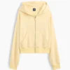 Vintagesoft Terry Oversized-Hoodie mit Keilausschnitt und Reißverschluss