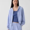 Vintagesoft Terry Oversized-Hoodie mit Keilausschnitt und Reißverschluss