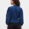 Voile-Oberteil mit Spitzenbesatz