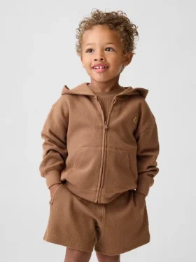 Waffelpiqué-Kapuzenpullover mit Reißverschluss für Baby & Kleinkind