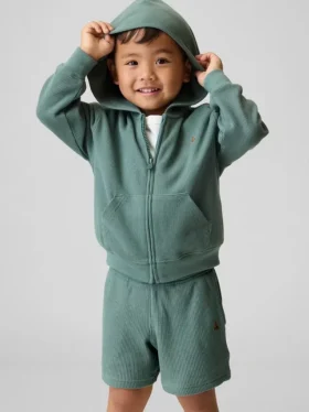 Waffelpiqué-Kapuzenpullover mit Reißverschluss für Baby & Kleinkind