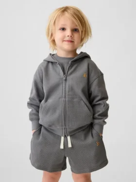 Waffelpiqué-Kapuzenpullover mit Reißverschluss für Baby & Kleinkind