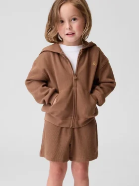 Waffelpiqué-Kapuzenpullover mit Reißverschluss für Baby & Kleinkind