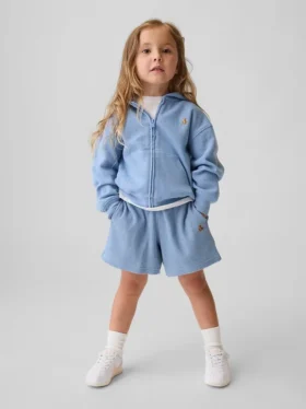 Waffelpiqué-Kapuzenpullover mit Reißverschluss für Baby & Kleinkind