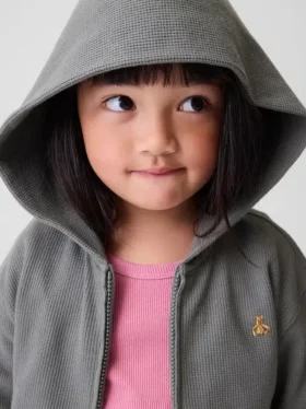 Waffelpiqué-Kapuzenpullover mit Reißverschluss für Baby & Kleinkind