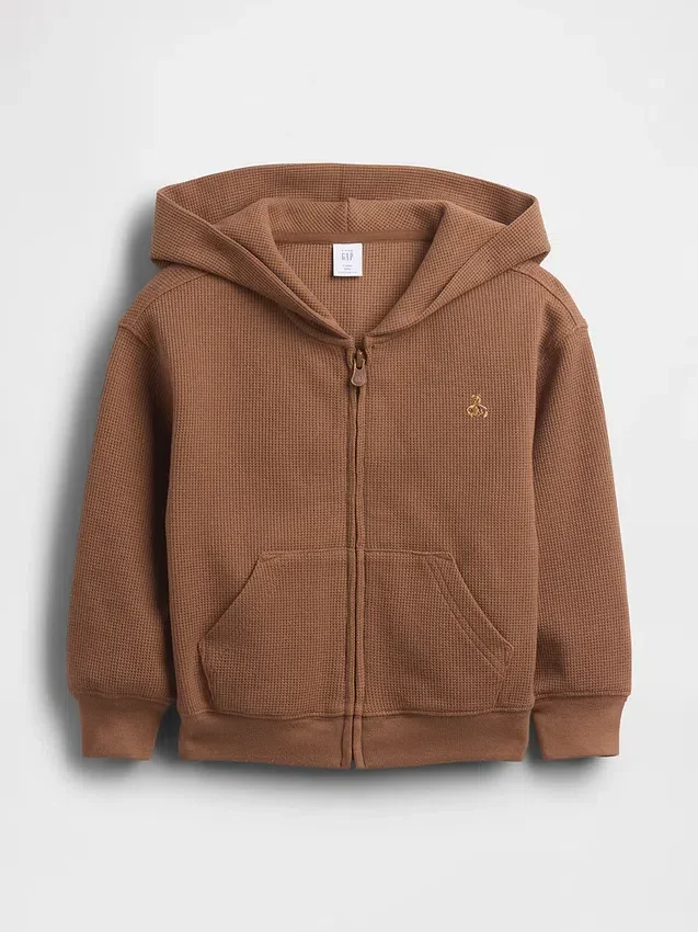 Waffelpiqué-Kapuzenpullover mit Reißverschluss für Baby & Kleinkind
