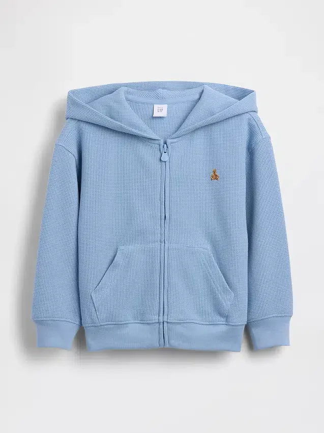 Waffelpiqué-Kapuzenpullover mit Reißverschluss für Baby & Kleinkind