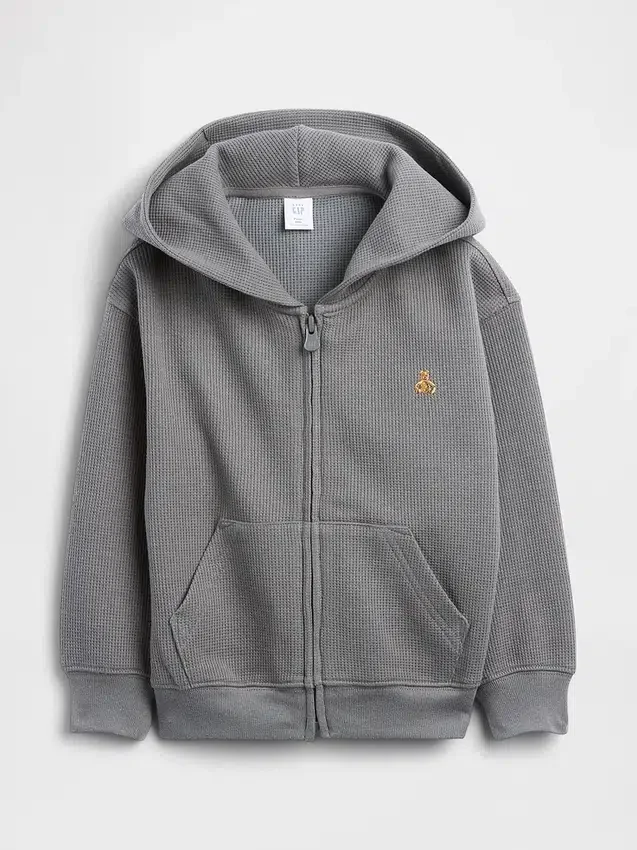Waffelpiqué-Kapuzenpullover mit Reißverschluss für Baby & Kleinkind
