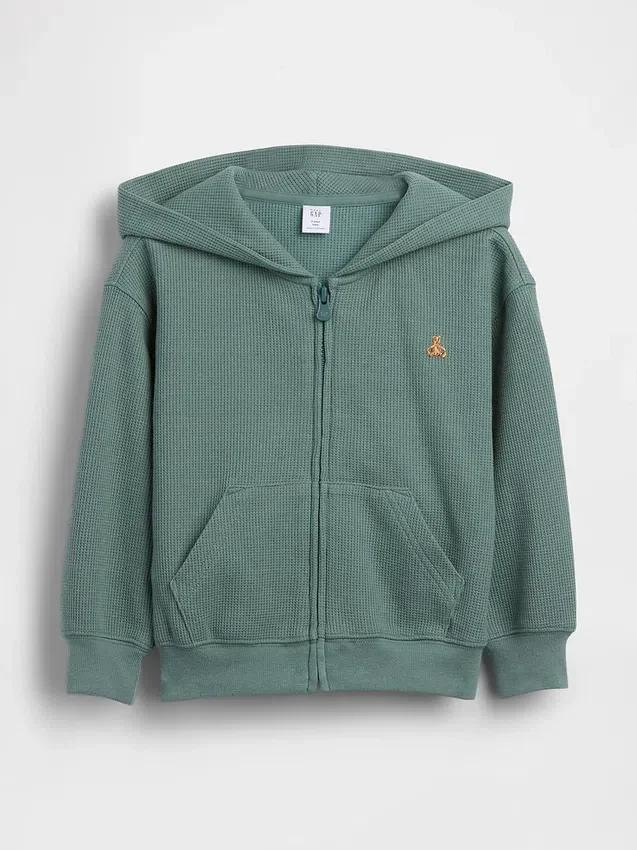 Waffelpiqué-Kapuzenpullover mit Reißverschluss für Baby & Kleinkind