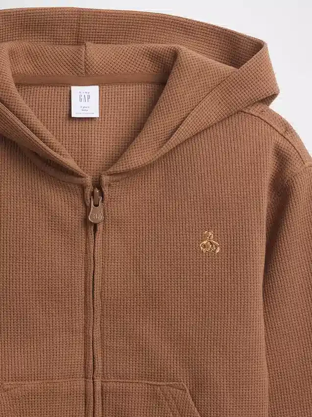 Waffelpiqué-Kapuzenpullover mit Reißverschluss für Baby & Kleinkind