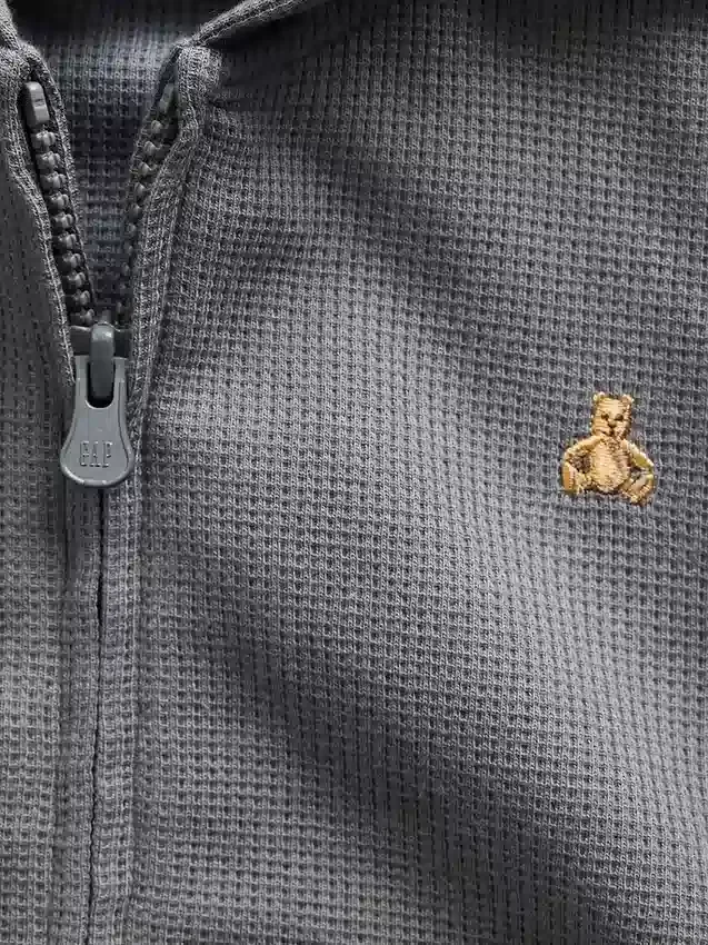 Waffelpiqué-Kapuzenpullover mit Reißverschluss für Baby & Kleinkind