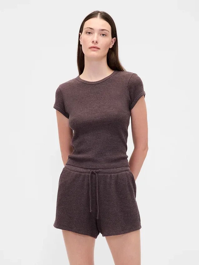 Waffelpiqué-Pyjama-T-Shirt