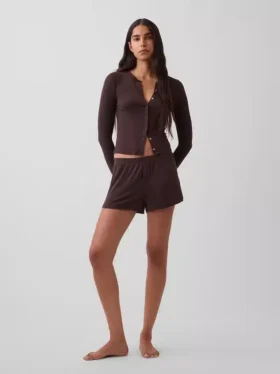 Weichste Modal-Ripp-Pyjama-Shorts