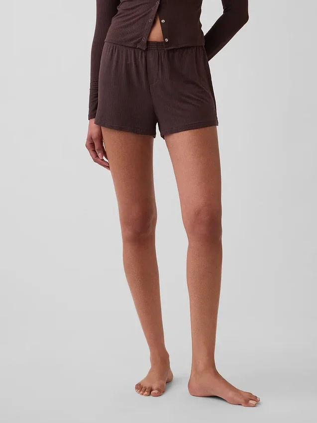 Weichste Modal-Ripp-Pyjama-Shorts