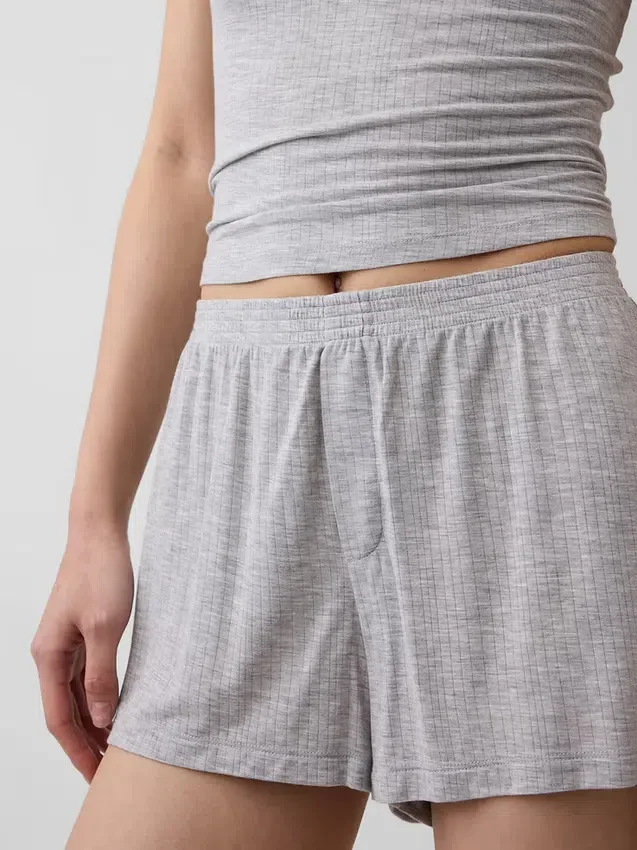 Weichste Modal-Ripp-Pyjama-Shorts