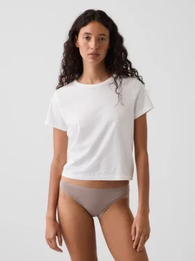 Weichster Bikini aus Bio-Stretch-Baumwolle mit Spitzenbesatz