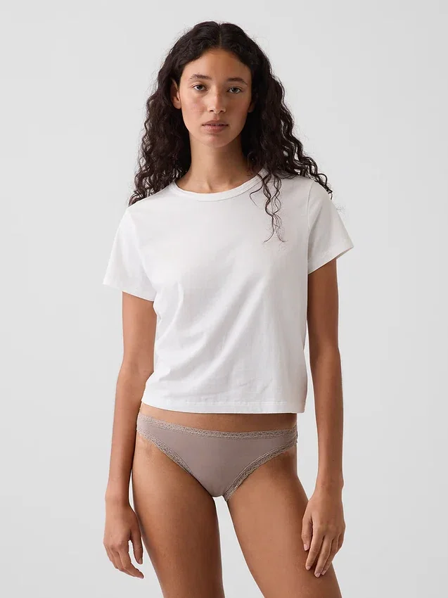 Weichster Bikini aus Bio-Stretch-Baumwolle mit Spitzenbesatz