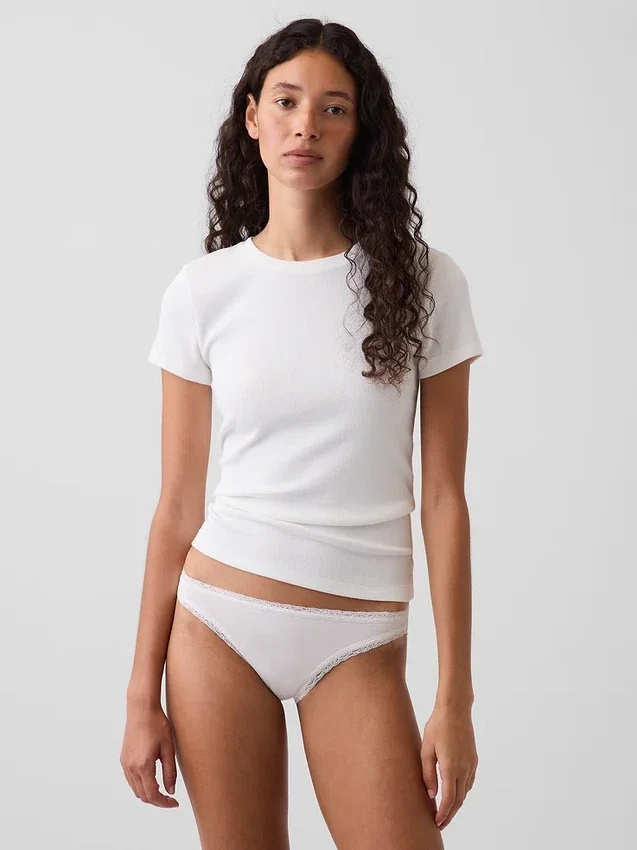 Weichster Bikini aus Bio-Stretch-Baumwolle mit Spitzenbesatz