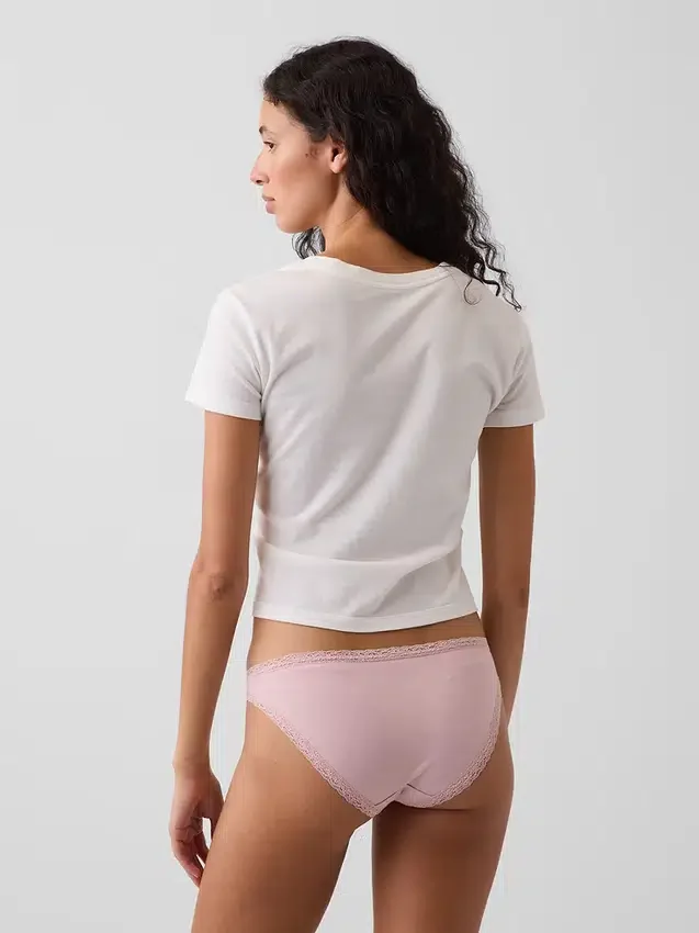 Weichster Bikini aus Bio-Stretch-Baumwolle mit Spitzenbesatz