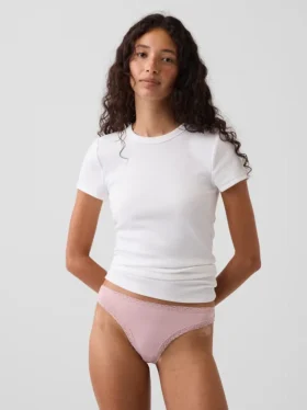 Weichster String aus Bio-Stretch-Baumwolle mit Spitzenbesatz