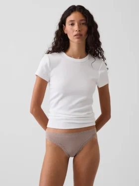 Weichster String aus Bio-Stretch-Baumwolle mit Spitzenbesatz