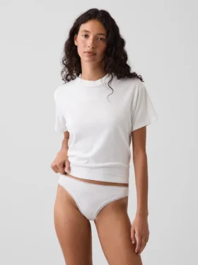 Weichster String aus Bio-Stretch-Baumwolle mit Spitzenbesatz
