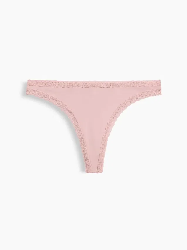 Weichster String aus Bio-Stretch-Baumwolle mit Spitzenbesatz