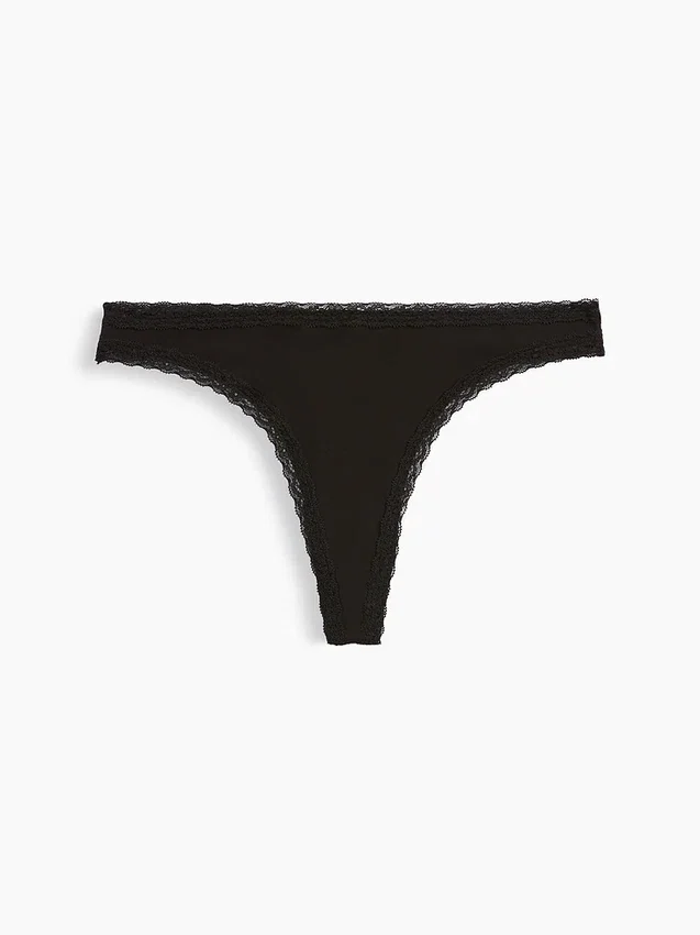 Weichster String aus Bio-Stretch-Baumwolle mit Spitzenbesatz