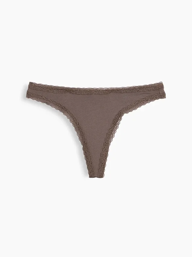 Weichster String aus Bio-Stretch-Baumwolle mit Spitzenbesatz