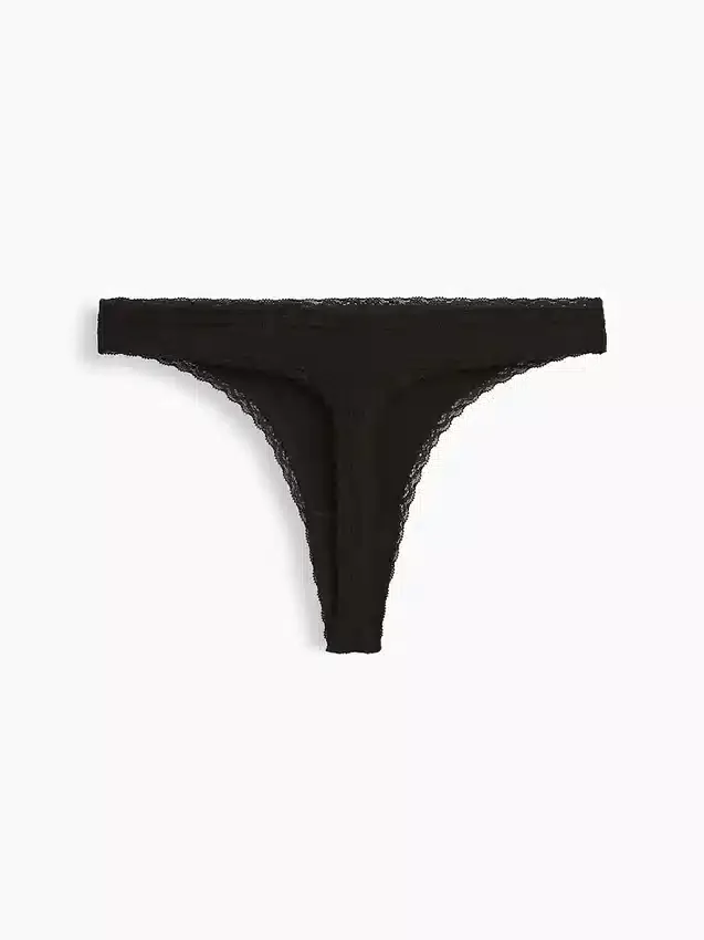 Weichster String aus Bio-Stretch-Baumwolle mit Spitzenbesatz