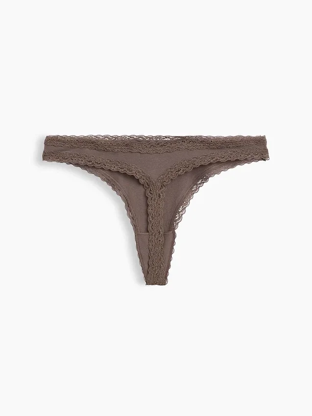 Weichster String aus Bio-Stretch-Baumwolle mit Spitzenbesatz