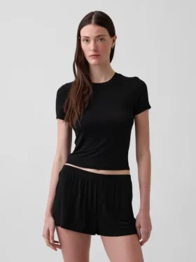 Weichstes Modal-Ripp-Pyjama-T-Shirt