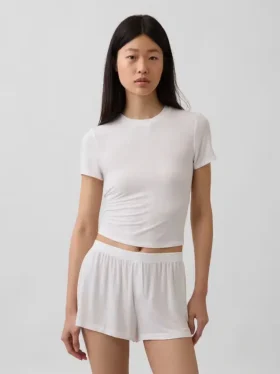 Weichstes Modal-Ripp-Pyjama-T-Shirt