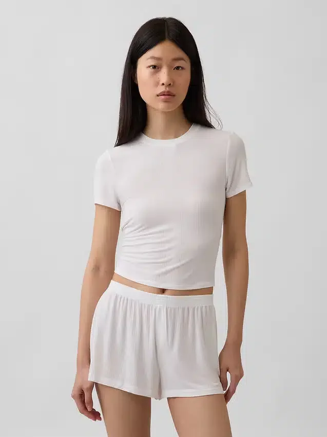 Weichstes Modal-Ripp-Pyjama-T-Shirt