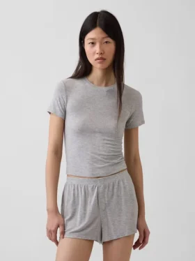 Weichstes Modal-Ripp-Pyjama-T-Shirt